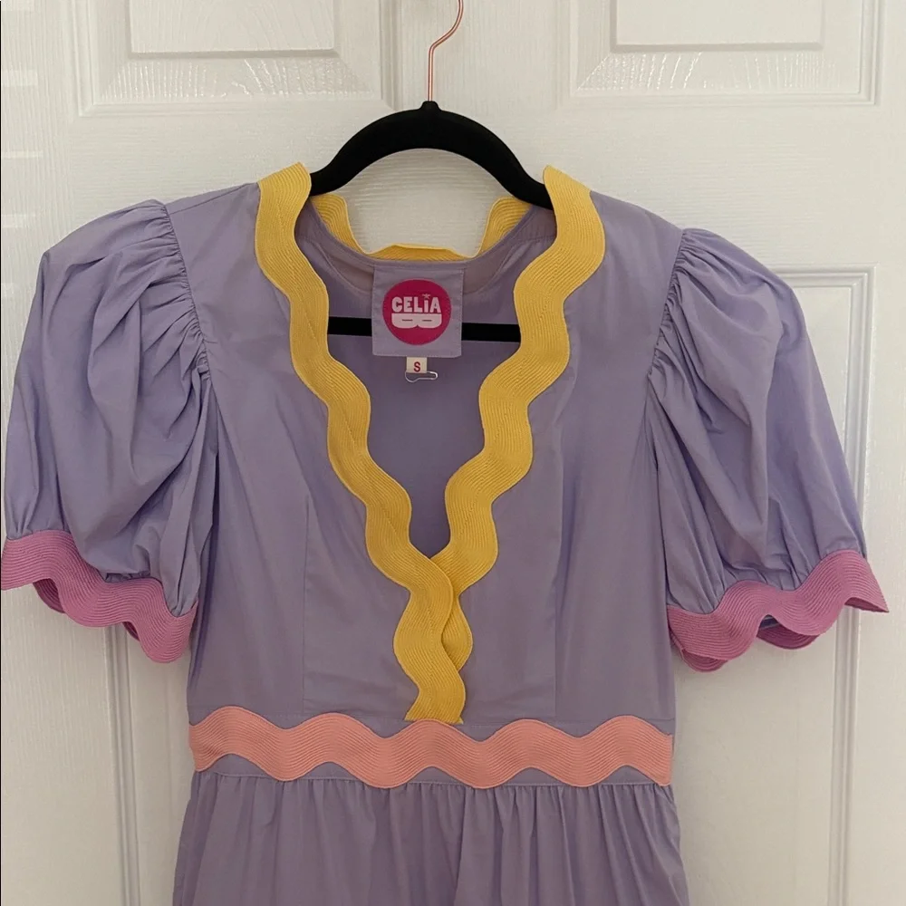 CeliaB Colorful Midi Dress with Ric Rac Ruffle Details - Picture 3 of 5
